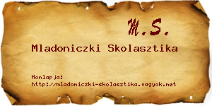 Mladoniczki Skolasztika névjegykártya